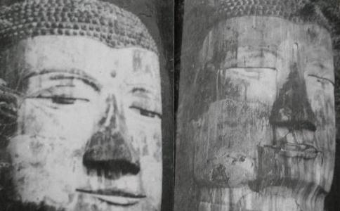 樂(lè)山大佛睜眼閉眼對(duì)比圖